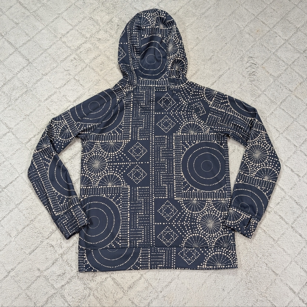 Burton Hoodie Womens L Blue Navy Geometric Heron Pullover Dryride Bandota - Picture 9 of 10